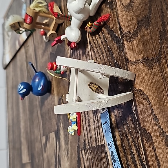 Wooden bundle Christmas ornaments Hallmark chair bird deer tiny rocking horse - Picture 13 of 16